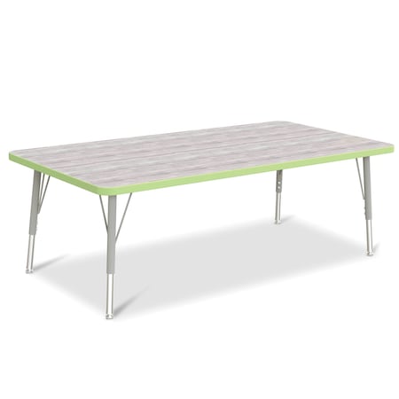 Jonti-Craft Berries Rectangle Activity Table, 30 in. x 60 in., E-height, Driftwood Gray/Key Lime/Gray 6408JCE451